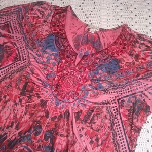 Live & Let Live Womens 2XL Blouse Floral Designer liquid Knit Whimseygoth Fairy